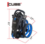 CUBE CART 3 Wheel Push Pull Golf Cart - Two Step Open/Close - Smallest Folding Lightweight Golf Cart in The World