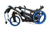 Qwik-Fold Golf Push Cart 3 Wheel w/ 360 Rotating Front Wheel, with Foot Brake, Umbrella Holder, Cup Holder, & Storage Compartment