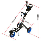 Qwik-Fold Golf Push Cart 3 Wheel w/ 360 Rotating Front Wheel, with Foot Brake, Umbrella Holder, Cup Holder, & Storage Compartment