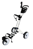 QWIK-FOLD 360 Swivel 3 Wheel Push Pull Golf Cart w/ 360 Rotating Front Wheel, Fully Collapsible Cart