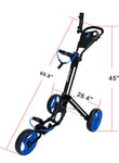 QWIK-FOLD 3 Wheel Push Pull Golf Cart - Foot Brake - ONE Second to Open & Close!