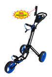 QWIK-FOLD 3 Wheel Push Pull Golf Cart - Foot Brake - ONE Second to Open & Close!