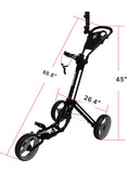 QWIK-FOLD 3 Wheel Push Pull Golf Cart - Foot Brake - ONE Second to Open & Close!