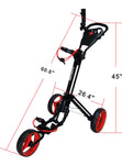 QWIK-FOLD 3 Wheel Push Pull Golf Cart - Foot Brake - ONE Second to Open & Close!