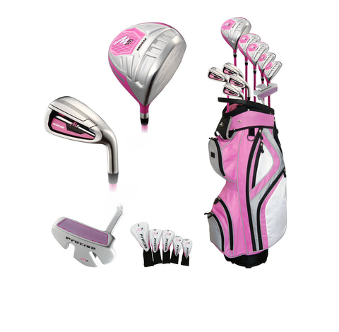 Precise M5+ Ladies 17 Piece Complete Right Hand Womens Golf Clubs Set w/ Cart Bag - 2 Color Options!